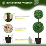, set van 2 buxusboom, 90 cm kunstplant met dubbele bal, uv-bestendige kamerplant, kunstboom, plantendecoratie voor binnen en buiten, groen