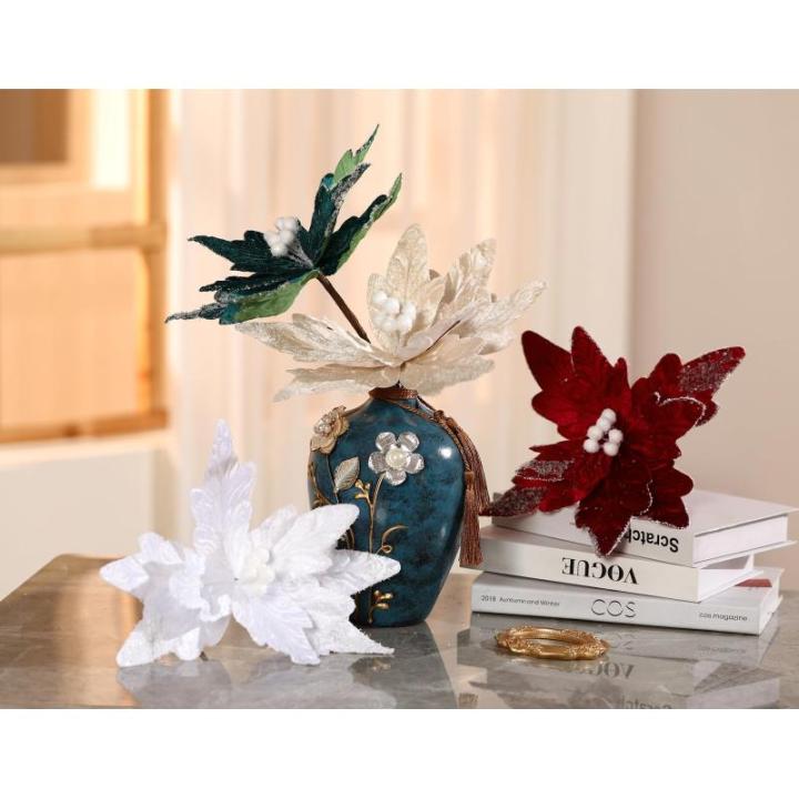 Große Weihnachtsblumen, 30cm, 6 Stück, künstliche Weihnachts Blumen Samt, Weihnachtsbaum Blumen Ornamente, gefaltet, für Weihnachtsdekoration, Neujahr,Hochzeit ﻿ (Champagner)