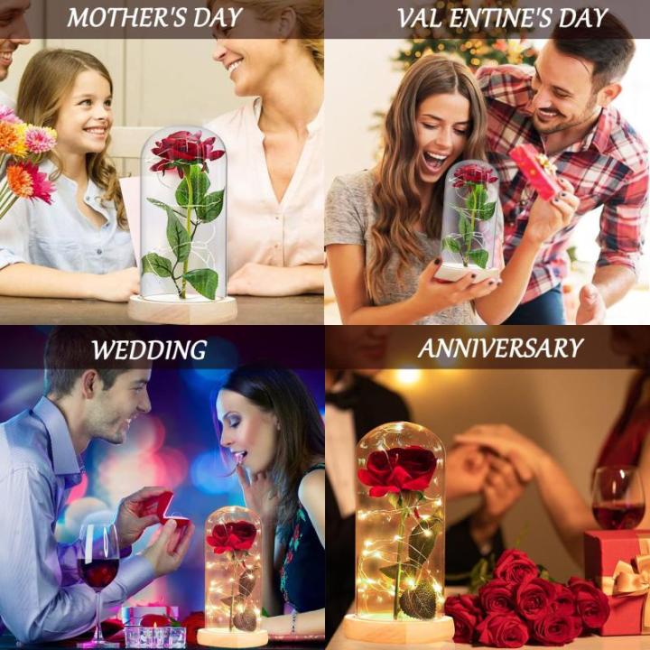Die Beautiful and the Best Rose, eeuwige roos in transparante koepel, rozencadeau voor Moederdag, jubileum, verjaardag, Valentijnsdag, kamerdecoratie