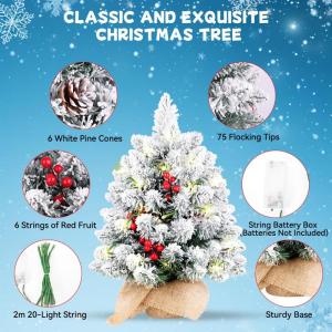 Kunstkerstboom (20-inch witte slanke kerstboom met verlichting)