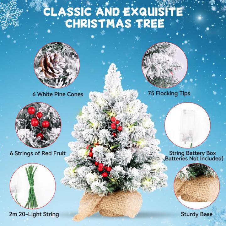Kunstkerstboom (20-inch witte slanke kerstboom met verlichting)