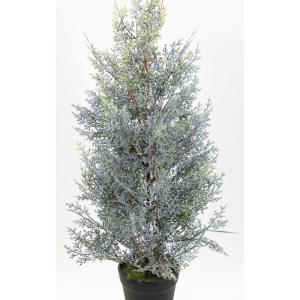 Zeder/Konifere in Schneeoptik im Topf GA künstliche Thuja Pflanze Kunstbaum Dekobaum (60x30cm)