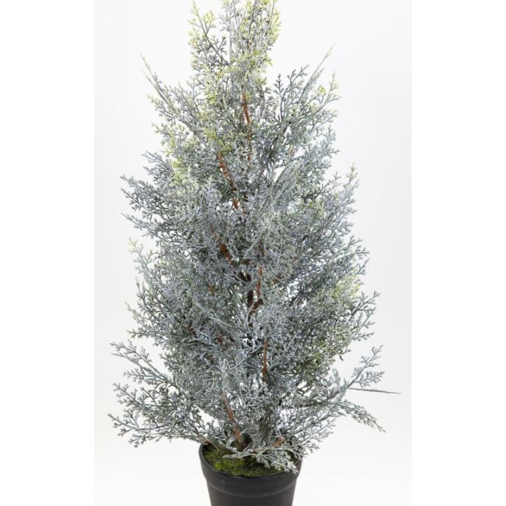 Zeder/Konifere in Schneeoptik im Topf GA künstliche Thuja Pflanze Kunstbaum Dekobaum (60x30cm)