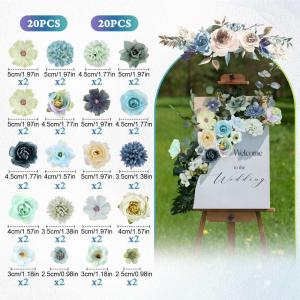 40 stuks kunstbloemen om te knutselen, 2,5 cm ~ 5 cm, bloemendecoratie, blauwe kleur kunstbloemen als echt, kunstbloemen bloemkoppen kunnen voor haarsieraden, kleding