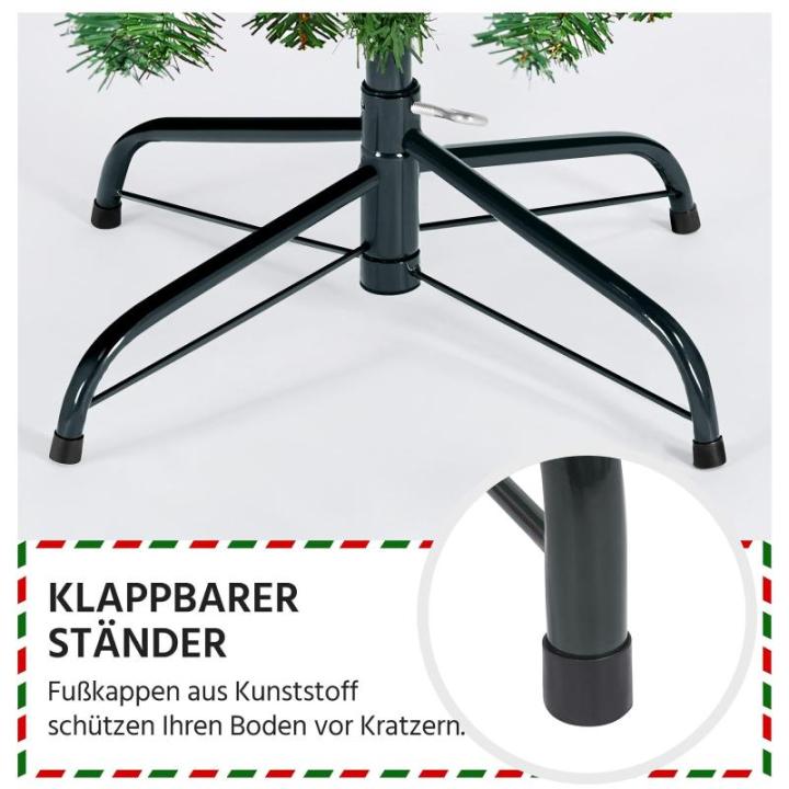 Kunstkerstboom met ledverlichting, 152,5 cm, met 396 takken en 200 warmwitte en meerkleurige lampen, 9 lichtmodi, inklapsysteem, kerstboom, dennenboom, kunstboom, groen