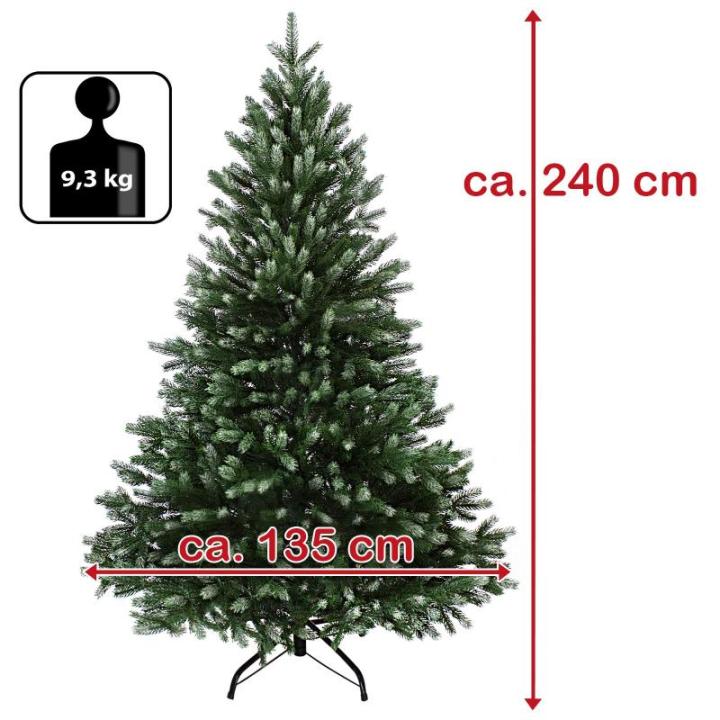 Kerstboom Luxe 240 cm donkergroen - poedersuiker Kunstkerstboom PE/PVC Mix Kunstmatige Dennenboom