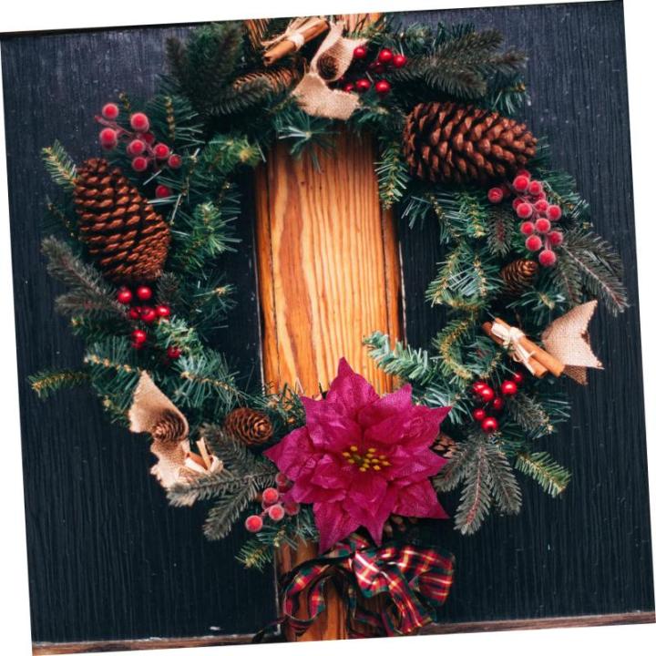 7St künstliche Blumen Weihnachtsblume Kerzenhalter Rot goldene Kerzen Mini Hochzeitsdeko weihnachtsdeko künstliche Pflanzen kunstpflanze Dekor Weihnachtskranz Blumen Sport