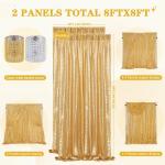 Pailletten-Hintergrundvorhänge, goldfarben, 2 Stück, 1,2 x 2,4 m, goldene Vorhänge für Hintergrundvorhänge für Hochzeiten, Partys, Babypartys, Weihnachten, Neujahr, Bühnenhi