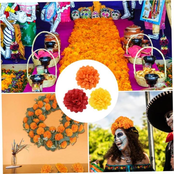 Goudsbloem bloemkoppen bulk, Halloween kunstmatige goudsbloemkoppen 60 stuks 4 cm zijden ringlingbloemen hoofden levenseer levende eik