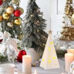 Weihnachtsbeleuchtung Weihnachtsbaum mit LED Licht, Weihnachtsdeko Innen Beleuchtete Keramik Weihnachtsbaum mit Stern Weihnachten Tischdekoration für Weihnachten Deko (A)