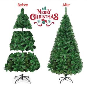 6 FT Künstlicher Weihnachtsbaum Unbeleuchtete Weihnachtsbäume Mit Klappbarem Metallständer Und Scharnierabschnitten, Grüner Unbeleuchteter Weihnachtsbaum Für Büro, Zuhause, G