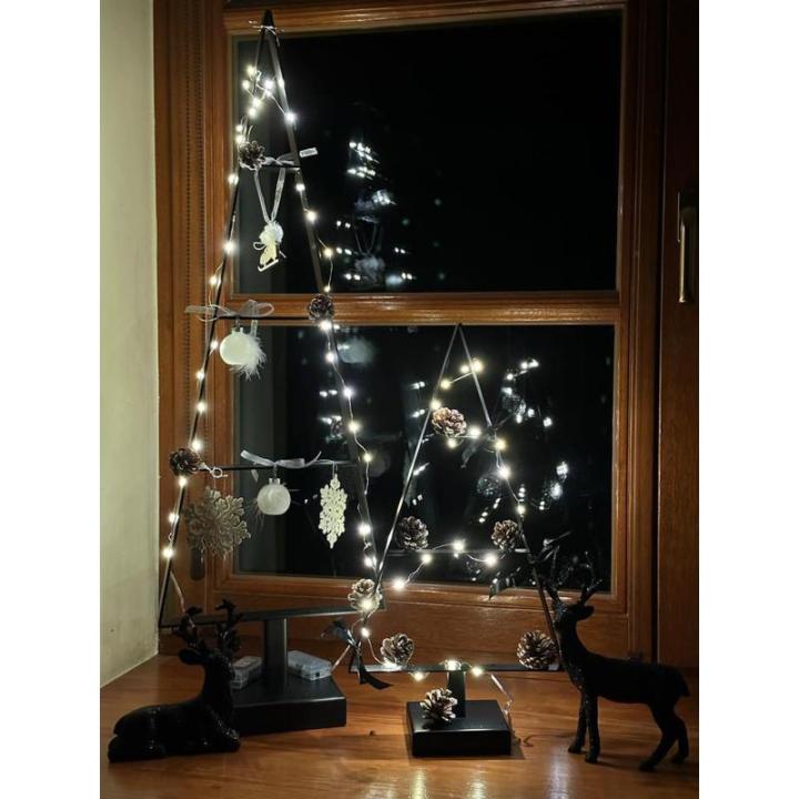 Weihnachtsbaum aus Metall Christbaum Tannenbaum Deko Baum Kunstbaum Loft Schwarz Weiß Gold (Schwarz, 50cm)