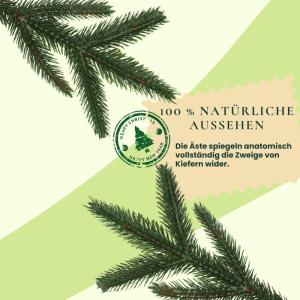 Kunstkerstboom, 100% spuitgegoten kerstboom met standaard van natuurlijk hout, Made in EU, natuurgetrouwe look, kunstkerstboom