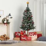 Kunstkerstboom, sneeuw, 220 cm, diamantsparrenboom op een houten stam met plastic standaard, kunstboom, kunstboom, kunstboom, kerstboom