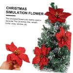 12 Stück Doppelschichtige Kleine Künstliche Weihnachtssterne Künstliche Glitzerblumen Weihnachtssterne Gefälschte Dekoration Kunststoff Rot