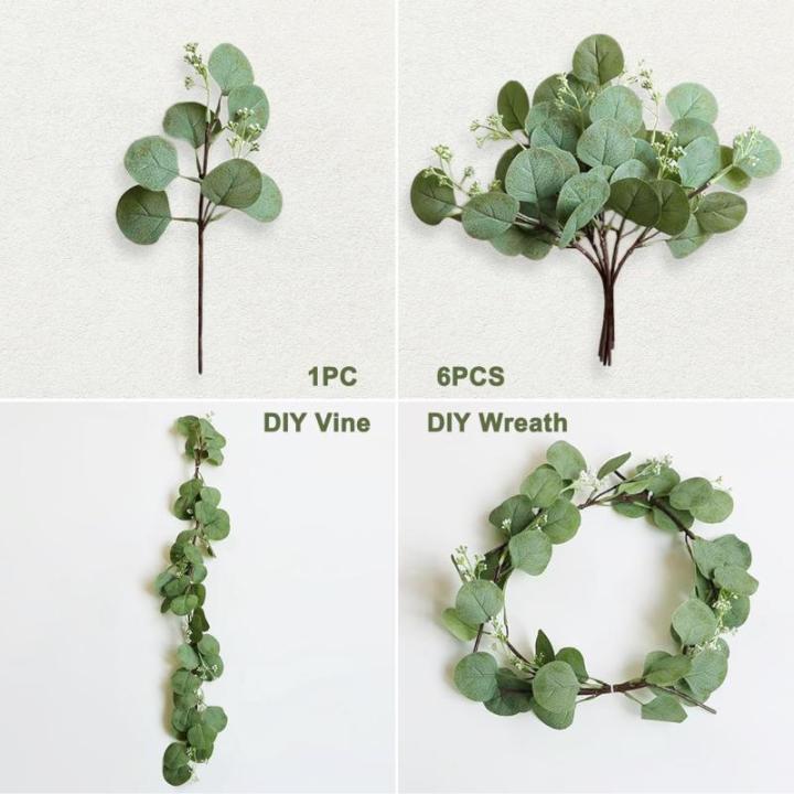 eucalyptus decoratie simulatie groene eucalyptus laat takken zilveren dollars eucalyptus plant bulk voor bruiloft, tuin, huis, kantoor decoratie (groen, 48 stuks)