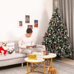 Kunstkerstboom met verlichting, witte sneeuw, led-dennenboom voor kerstdecoratie, 210 cm