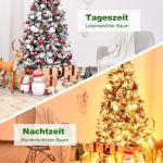 Kunstkerstboom met sneeuw en warmwitte ledverlichting, dennenboom met metalen standaard, pvc-naalden, kunstboom, klapsysteem, 180 cm