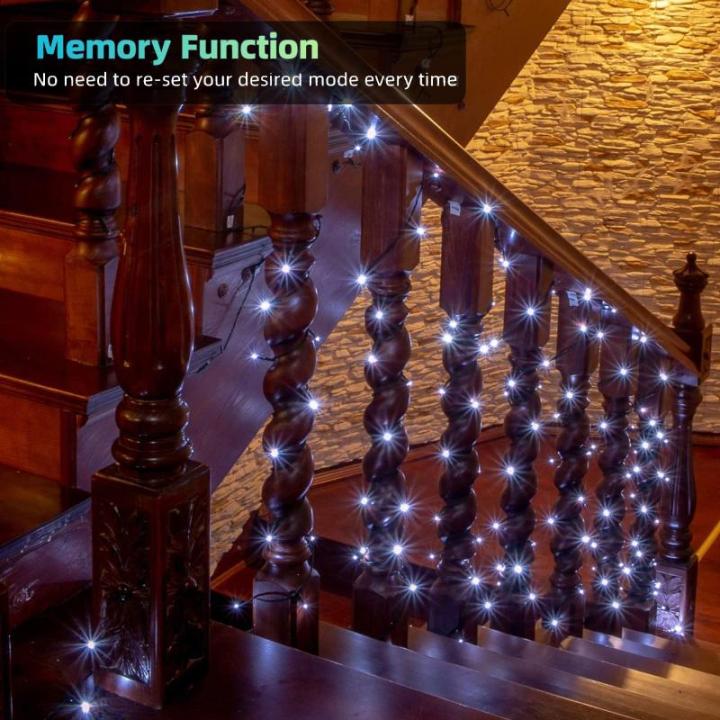 Kerstboomverlichting Wit, 20M 200 LED Lichtsnoer, Waterdicht Lichtketting, Kerstlichtsnoer, voor en buiten, 8 verlichtingsmodi, Timerfuncties, Decoratie Kerstmis