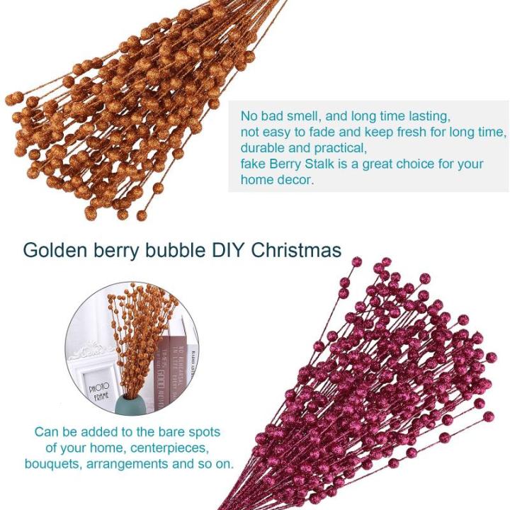 150 Stück Künstliche Weihnachtsbeeren-Picks, Glitzernde Beerenzweige für Winter, Weihnachten, Küche, Party, Tafelaufsatz, Blumendekoration (1)
