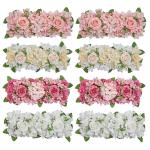 Künstliche Blumenwand Panel 50x20cm Blume Wand Künstliche Blumen Panel Matte for Büro Hochzeit Wand Dekoration 3D Blumen Hintergrund Party Liefert(Deep pink)