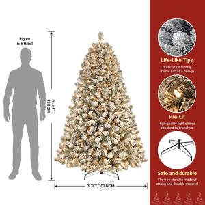 Kerstboom 180 cm, met verlichting, led, witte decoratie met afstandsbediening, 330 warmwitte lampen, opvouwbare standaard, sneeuwtakpunten voor feestdecoratie in het thuiskantoor