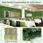 4 stuks kunstheggen, plantenwand, 50 x 50 cm, panelen met veelzijdige bladeren, gesimuleerd gazon, kunstplant, wandplant voor muur, balkon, tuin, groen