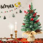 Kerstboom met verlichting, 45 cm, houten lichtketting, kerstboom, mini-kerstboom, kunstkerstboom, kerstdecoratie, tafel, kerstboom, kerstcadeaus