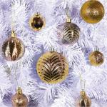 gouden kerstbalornamenten voor kerstversiering - 36 stuks kerstboom onbreekbare ornamenten met ophanglus voor vakantie- en feestdecoratie (combo van 6 stijlen in 3 maten)