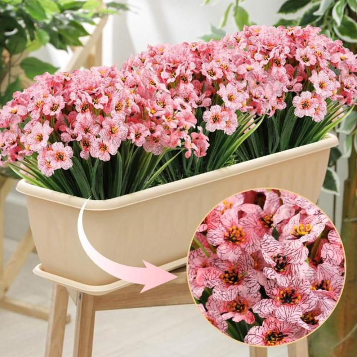 12Pcs Outdoor Nep Planten UV Bestand Outdoor Planten Plastic Faux Bloemen Planten Bulk Voor Indoor Outdoor Opknoping Planter Tuin Venster Doos Thuis Bruiloft Decor