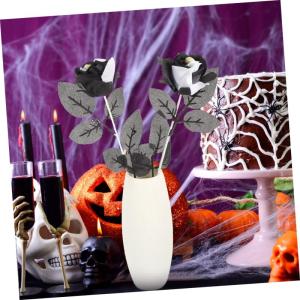 10St Schädel stieg Halloween-Blumen gotische Dekoration Rosenblumensträuße Halloween Party Halloween Spiele gefälschte Rose mit Rosenrequisite für Halloween Plastik
