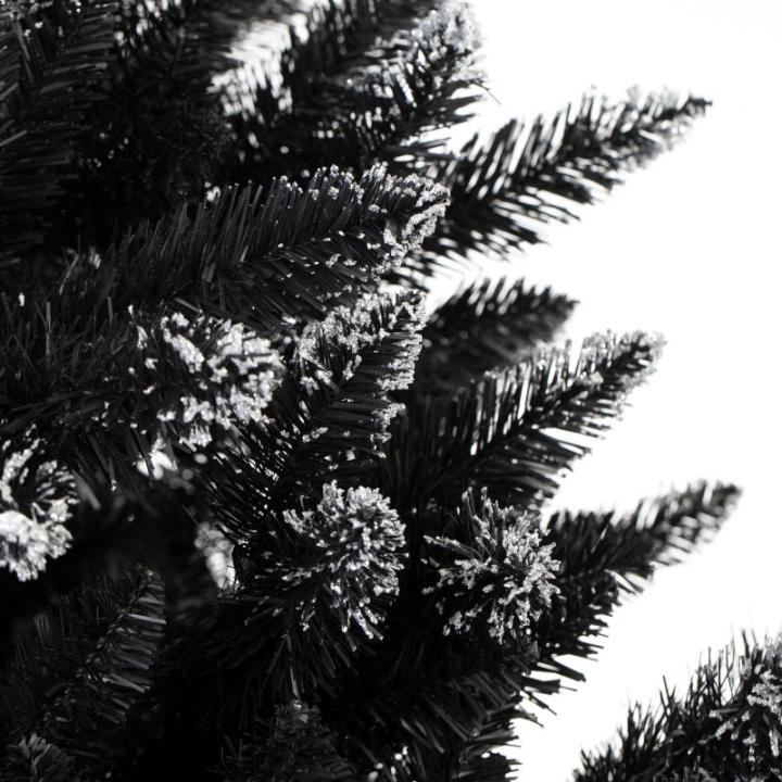 Kunstkerstboom met sneeuw, 220 cm, zwart, kerstboom, dennenboom, kerstdecoratie, spar, Cristal Dark