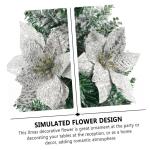 12St Doppelschicht kleine Weihnachtsblume DIY weihnachtshandwerk Christbaumschmuck Ornamente weihnachtsdeko künstliche blüten Weihnachtsbaum Party-Requisiten Plastik Silver