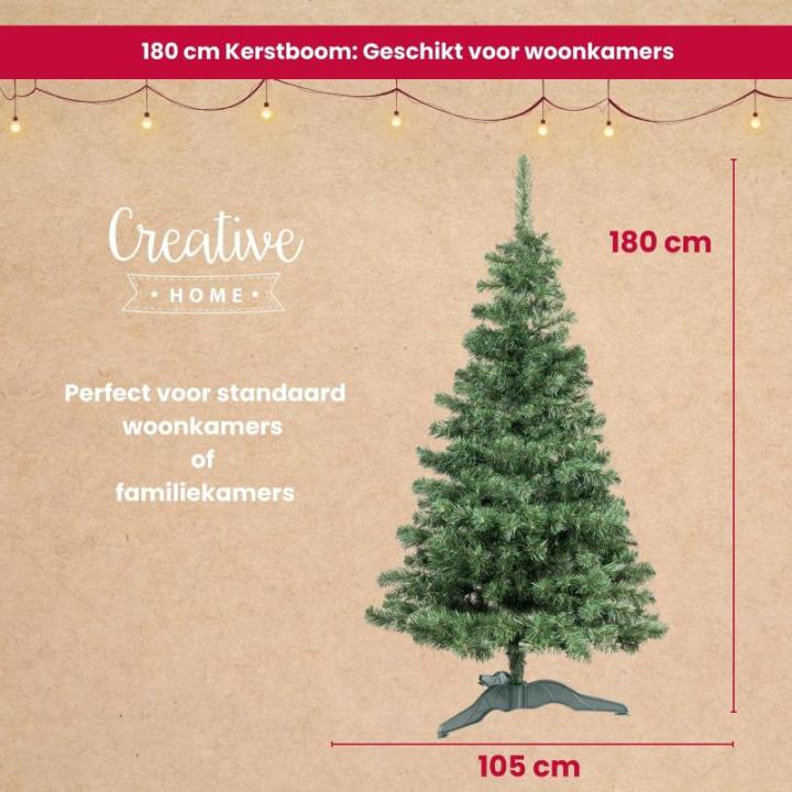 Realistische Kunstmatige Kerstboom Fir Xmas Tree | Afmetingen: 180 cm | Opvouwbare Vakantie Decor | Diepgroene Dichte Takken Stabiele Stand | Binnen & Buiten