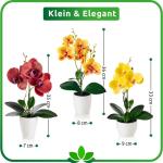in pot (35 cm), set van 3 kunstorchideeën, kunstmatig afgestemde arrangement in hoogglans-keramische potten, decoratieve , kunstorchideeën (rood, oranje, geel)