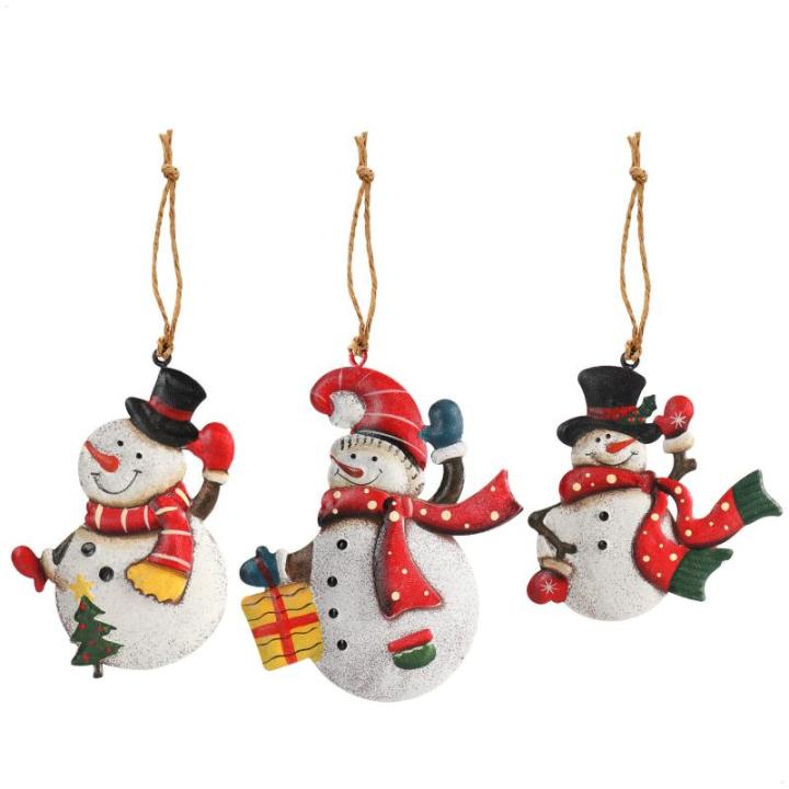 6x metalen voor de kerstboom - kerstboomversieringen van metaal - kerstversieringen met sneeuwpop en kerstman (6 stuks - Kerstman + Sneeuwpop - groot)