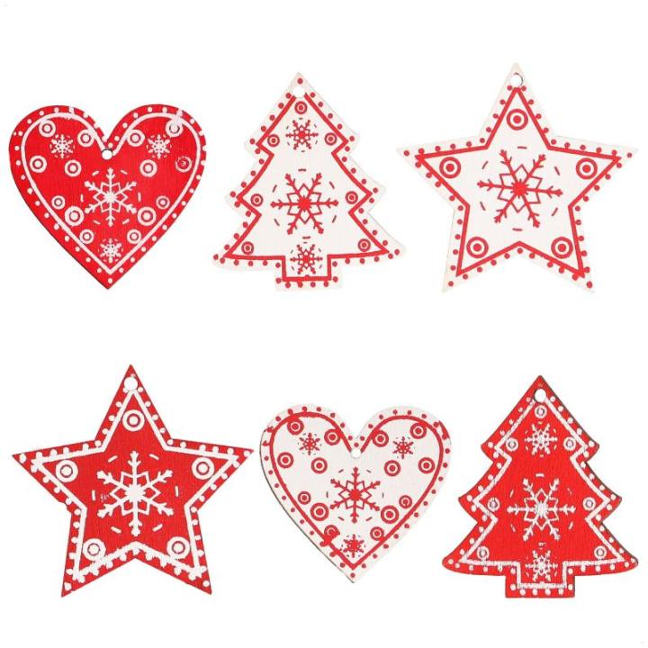 36-delige Kerstboom Decoratie Houten et - Kerstboom Decoraties voor het versieren van de kerstboom - Kerstboom Decoraties (Ster/Hart/Spar)