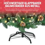 Kerstboom met verlichting, wintermagie serie, kunstkerstboom met kunstsneeuwcoating, 180 leds, 20 dennenappels, 367 takken en metalen standaard, van pvc, hoogte 150 cm