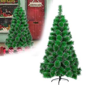 Kunstkerstboom, 120 cm, groene dennennaalden met sneeuweffect, kerstboom met 90 takken, snel op te bouwen klapsysteem, metalen standaard, kerstdecoratie