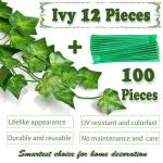 Ivy Kunstslinger, klimopslinger, 12 stuks, 84 ft nepklimop, planten, kunstplant, hangplant, kunst, klimop, decoratie, voor tuin, bruiloft, balkon, feest, wanddecoratie, esthetische