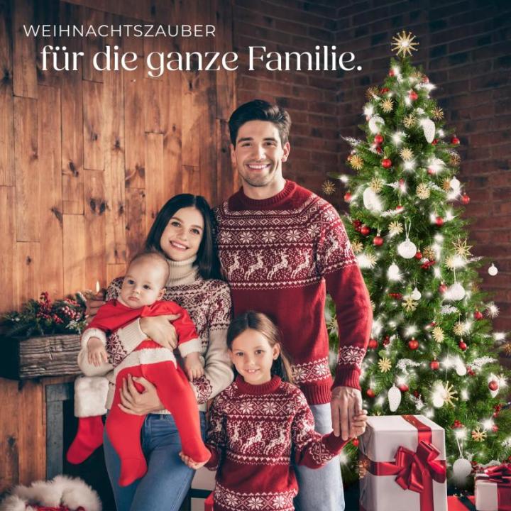 Künstlicher Weihnachtsbaum, naturgetreuer Tannenbaum künstlich mit Spritzguss- und PVC-Nadeln, biegbare Tannenzweige, pflegeleicht, Weihnachtsbaum künstlich als Weihnachtsdeko -