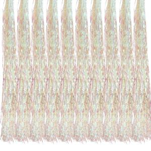 10 x Lametta, glanzend, 100 cm, voor kerstboom, boomversiering, kerstdecoratie, Kerstmis, party, feest, decoratie, zilver, goud, wit, zwart, roze, paars, blauw, groen, kleur naar k