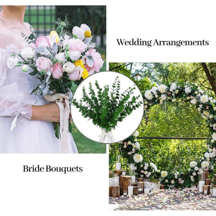 24 stuks eucalyptus kunstmatige eucalyptus planten, bladeren, decoratie, zilveren dollar voor bruiloftsfeesten, feesten, thuis, tafeldecoratie, bloemenarrangement, groen
