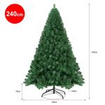 Kunstkerstboom 240 cm (diameter ca. 120 cm), 2,4 m kunstmatige groene dennenboom met 1500 takken, verwijderbaar inklapbaar en moeilijk ontvlambaar, kerstboom met metalen standaard 