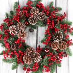 24 Stück Weihnachten Holly Beeren Künstliche Rote Beeren Weihnachtsbeeren Rote Beeren Stiele für Weihnachten Christbaumschmuck Kranz Hochzeit, Handwerk