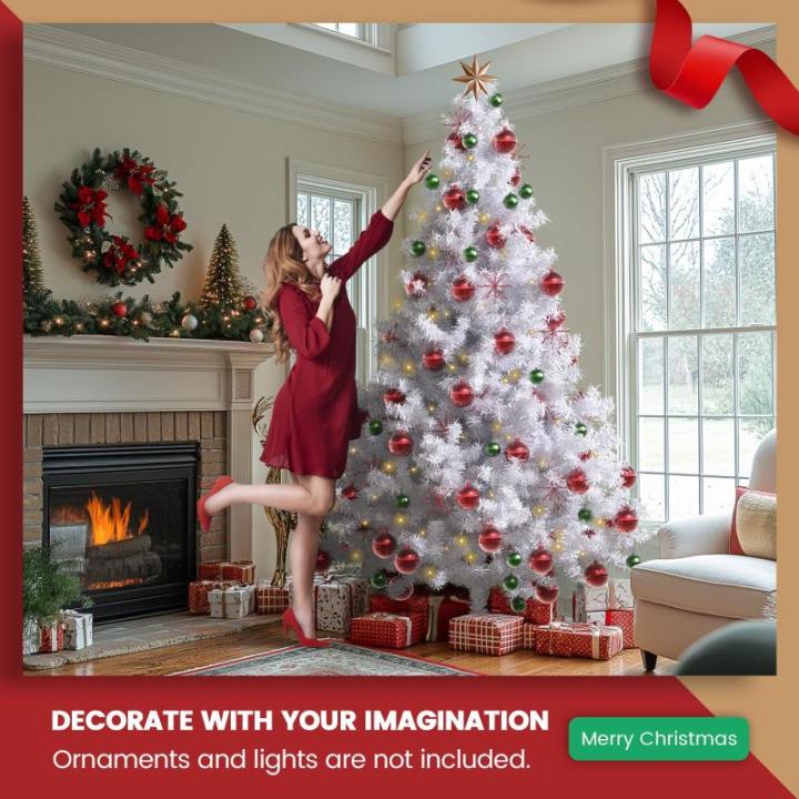 Kunstkerstboom, kunstdennenboom, pvc, met metalen standaard, premium Nordmann-spar, moeilijk ontvlambare kerstboom voor kerstdecoratie, herbruikbaar, witte kunstdennenboom, 150 cm