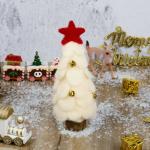 Mini-kerstboom, 17 cm, vilt met houten basis, kunstkerstversiering, miniatuur, dennenboom, tafeldecoratie, kleine kerstversiering, decoratie, geschenken, kerstdecoratie om te knuts