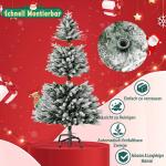 180 cm premium kunstkerstboom met warm wit verlichting, dennenboom met sneeuwspar, natuurlijk wit gevlokt voor kerstdecoratie, PE en pvc, met metalen standaard