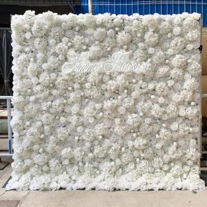 Weiße Wandpaneele Mit Künstlichen Blumen Und Stoffrückseite Für Hochzeit, Party, Brautparty, 3D-Wandkulisse Mit Romantischen Rosen(2x2m/6.5x6.5FT)