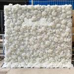 Weiße Wandpaneele Mit Künstlichen Blumen Und Stoffrückseite Für Hochzeit, Party, Brautparty, 3D-Wandkulisse Mit Romantischen Rosen(1X2M/3.2X6.5FT)